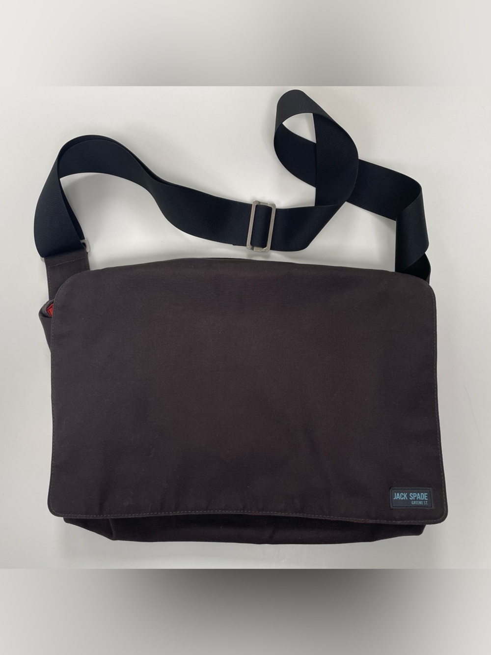 JACK SPADE Canvas Crossbody Messenger Travel Bag Flap Closure Carry-On Brown